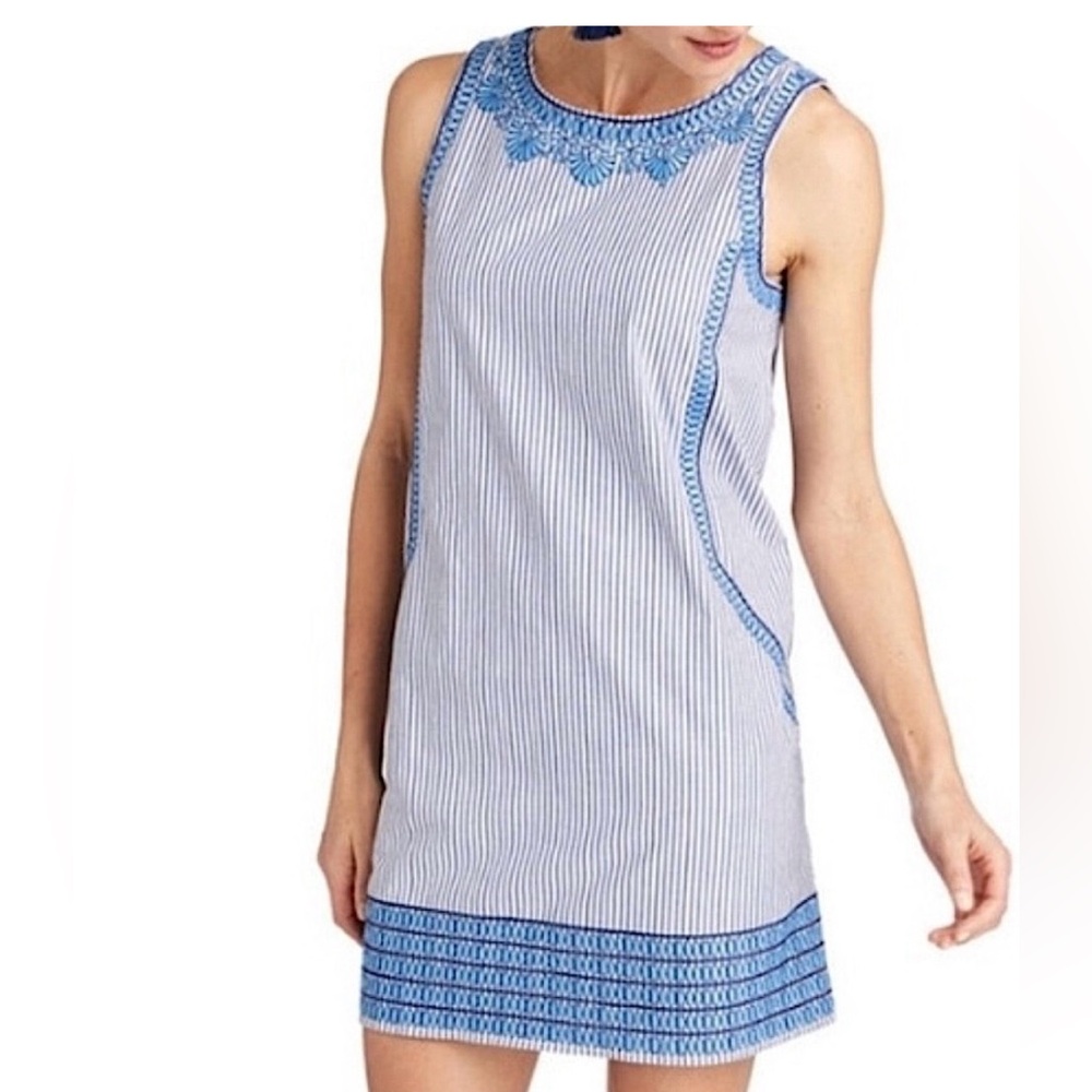 Vineyard Vines Cisco embroidered stripe sleeveless shift dress size 12